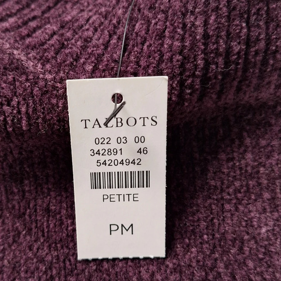NWT Talbots Petite Medium Burgundy‎ Crew-neck Long Sleeve  Back-Zip Sweater - Picture 11 of 13